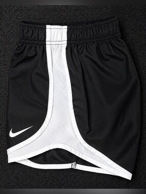 Nike Tempo Running Shorts Black White Swoosh Athletic Women’s Size S